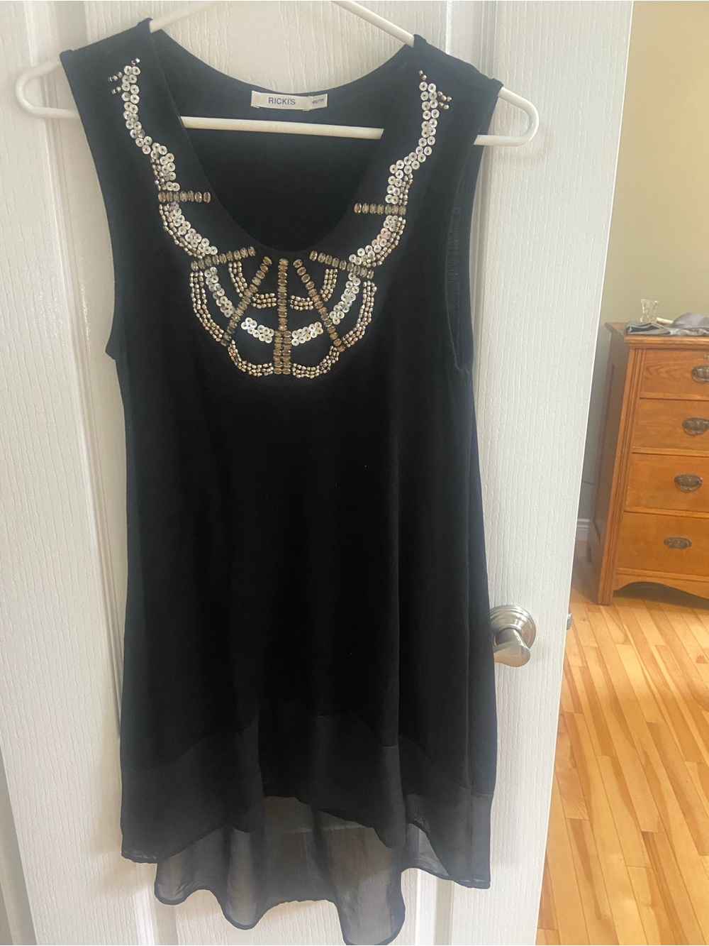 Ricki's Black Sleeveless Beaded Chiffon Tunic